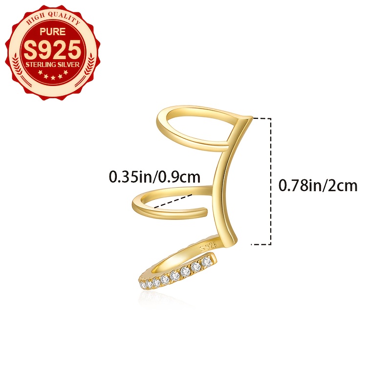 Women's S925 Silver Three-Tier Clip-On Earrings